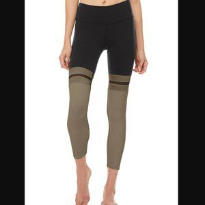 ALO Yoga 7/8 Player Legging in Black + Olive Branch - Size XS - NWOT